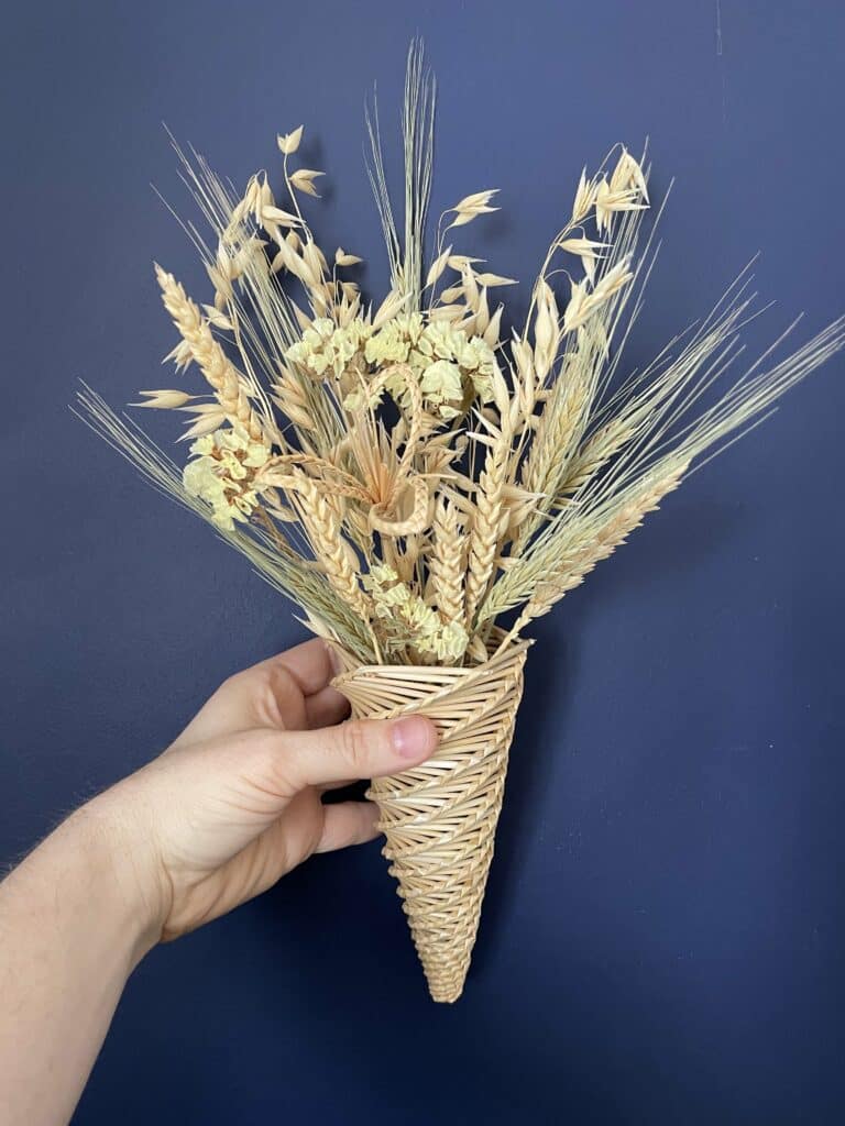 Cornucopia with Handmade Straw Flower